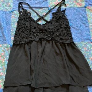 Black lacy top